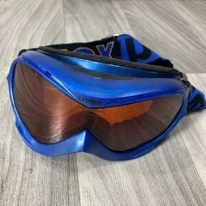 Uvex Ski Goggles‎ Supravision Orange Super Anti-Fog Lens Elastic Band Blue Frame